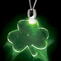 Light Up Necklace - Acrylic Shamrock Pendant - Green